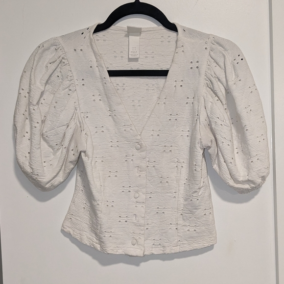 White Cotton Eyelet Top - Picture 3 of 6